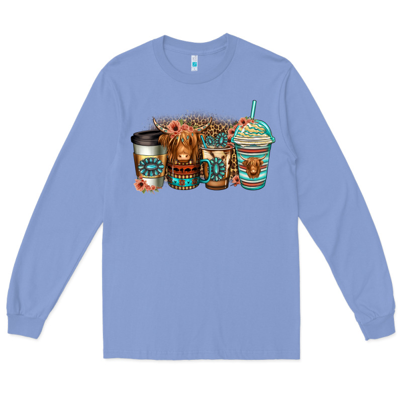 Serape Floral Longhaired Cow Coffee Cups Long Sleeve Tee by Jasminsmagicworld | Teevron
