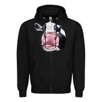 Black Cute Holstein Face Zipper Hoodie - LillyAllenDesigns