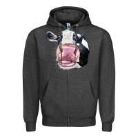 Charcoal Heather Cute Holstein Face Zipper Hoodie - LillyAllenDesigns