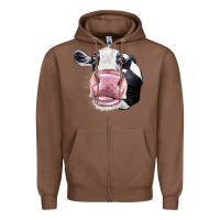 Chestnut Cute Holstein Face Zipper Hoodie - LillyAllenDesigns