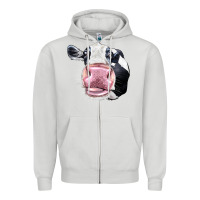 Dove Grey Cute Holstein Face Zipper Hoodie - LillyAllenDesigns