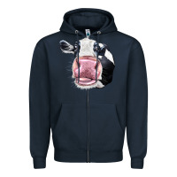 Navy Cute Holstein Face Zipper Hoodie - LillyAllenDesigns