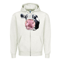 Oatmeal Heather Cute Holstein Face Zipper Hoodie - LillyAllenDesigns