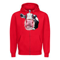 Red Cute Holstein Face Zipper Hoodie - LillyAllenDesigns