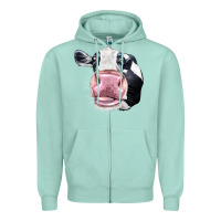 Seafoam Cute Holstein Face Zipper Hoodie - LillyAllenDesigns