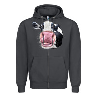 Smoke Cute Holstein Face Zipper Hoodie - LillyAllenDesigns