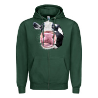 Sports Green Cute Holstein Face Zipper Hoodie - LillyAllenDesigns