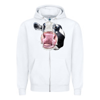 White Cute Holstein Face Zipper Hoodie - LillyAllenDesigns