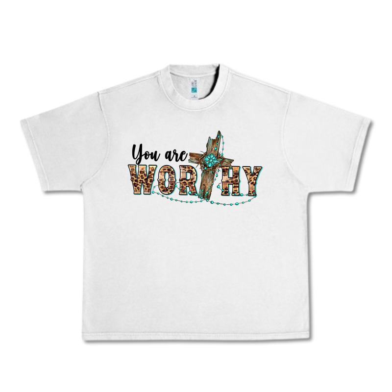 You Are Worthy Cross Urban Heavy Tee by BarkalooDesign | Teevron