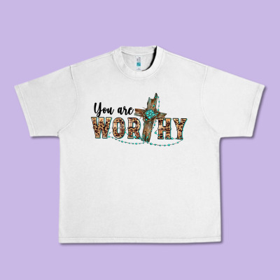 You Are Worthy Cross Urban Heavy Tee Designed By Barkaloodesign