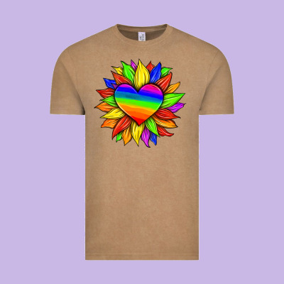 Lgbtq Color Heart And Sunflower Vintage Tee Designed By Hra Design Shop