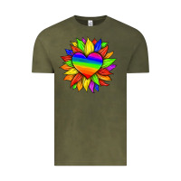 Vintage Olive lgbtq color heart and sunflower Vintage Tee - HRA Design Shop
