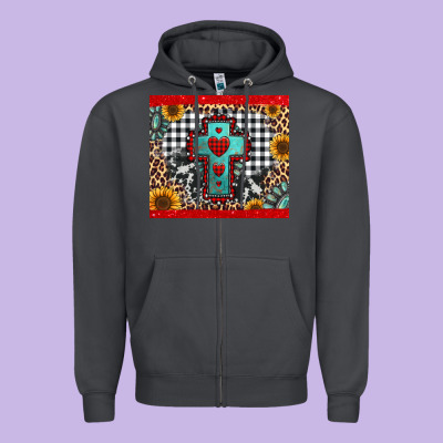 Christmas Cross Zipper Hoodie Designed By Jasminsmagicworld