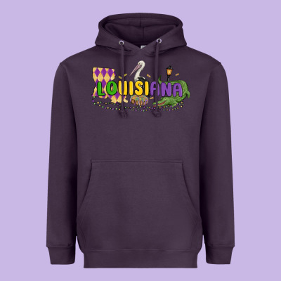 Louisiana Mardi Gras Heavyweight Hoodie Designed By Maliassmallbusiness