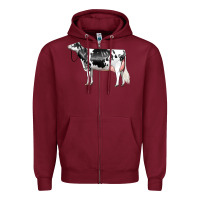 Burgundy Holstein Dairy Cow Zipper Hoodie - LillyAllenDesigns