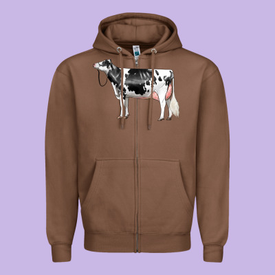 Holstein Dairy Cow Zipper Hoodie Designed By Lillyallendesigns