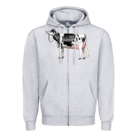 Heather Grey Holstein Dairy Cow Zipper Hoodie - LillyAllenDesigns