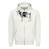 Oatmeal Heather Holstein Dairy Cow Zipper Hoodie - LillyAllenDesigns
