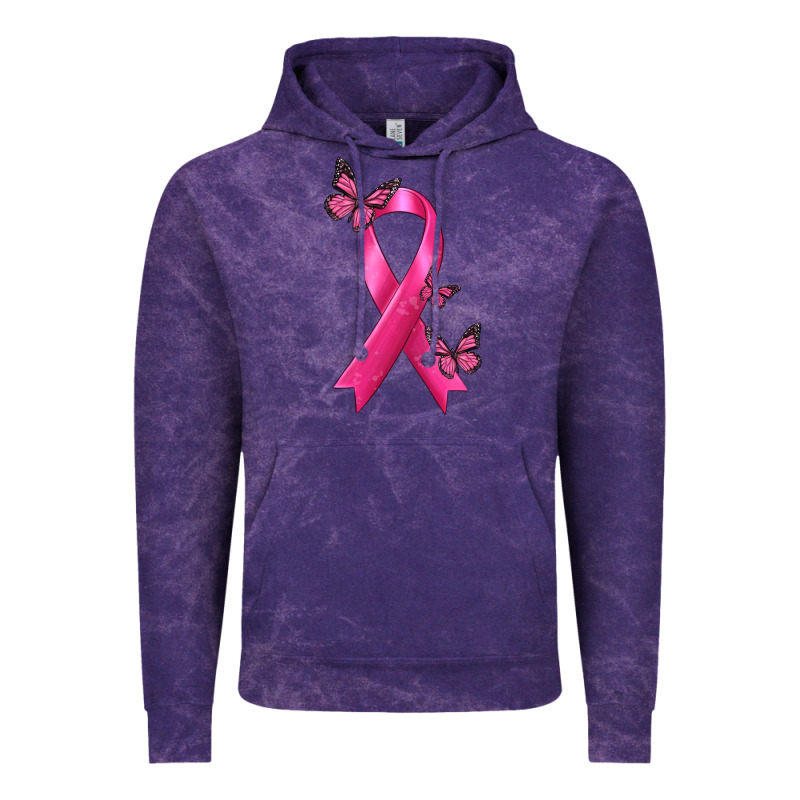 Breast Cancer Ribbon With Butterfly Vintage Hoodie by texasbilliewilder | Teevron