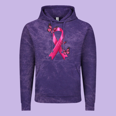 Breast Cancer Ribbon With Butterfly Vintage Hoodie Designed By Texasbilliewilder