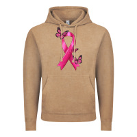 Vintage Coffee Breast Cancer Ribbon with Butterfly Vintage Hoodie - texasbilliewilder