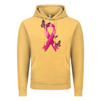 Vintage Mustard Breast Cancer Ribbon with Butterfly Vintage Hoodie - texasbilliewilder