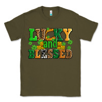 Army Green lucky and blessed with coins and shamrocks Classic Tee - AdoDesignShop