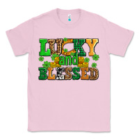 Bubblegum Pink lucky and blessed with coins and shamrocks Classic Tee - AdoDesignShop