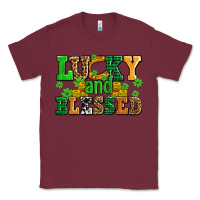 Burgundy lucky and blessed with coins and shamrocks Classic Tee - AdoDesignShop
