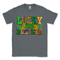Charcoal Heather lucky and blessed with coins and shamrocks Classic Tee - AdoDesignShop