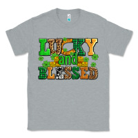 Heather Grey lucky and blessed with coins and shamrocks Classic Tee - AdoDesignShop
