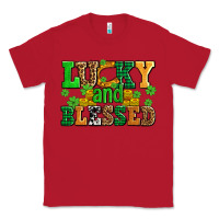 Red lucky and blessed with coins and shamrocks Classic Tee - AdoDesignShop