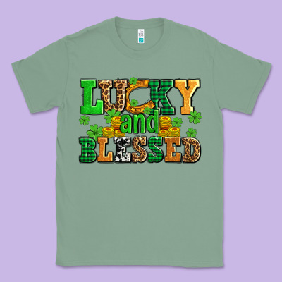 Lucky And Blessed With Coins And Shamrocks Classic Tee Designed By Adodesignshop