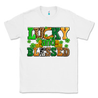 White lucky and blessed with coins and shamrocks Classic Tee - AdoDesignShop