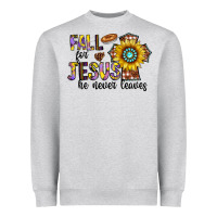 Heather Grey fall for jesus he never leaves Heavyweight Sweatshirt - CowhideDigitalArt