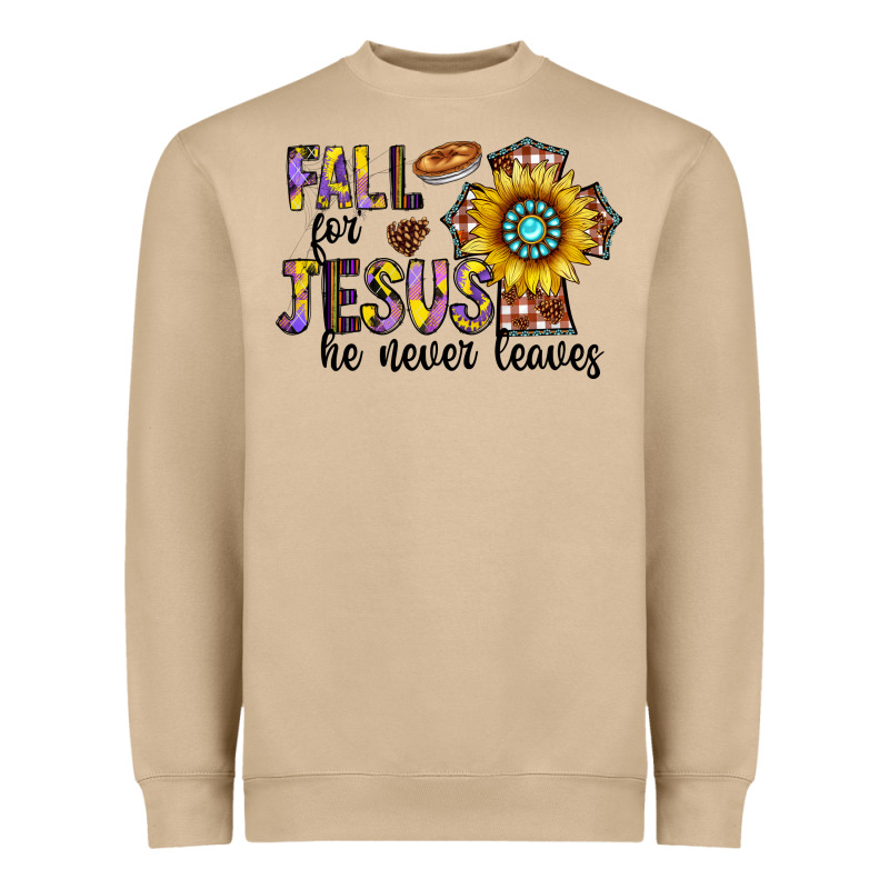 Fall For Jesus He Never Leaves Heavyweight Sweatshirt by CowhideDigitalArt | Teevron