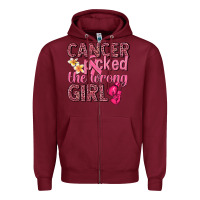 Burgundy cancer picked the wrong girl Zipper Hoodie - NancyCooperArtShop