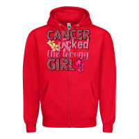 Red cancer picked the wrong girl Zipper Hoodie - NancyCooperArtShop