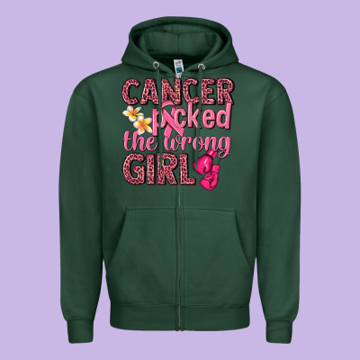 Cancer Picked The Wrong Girl Zipper Hoodie Designed By Nancycooperartshop