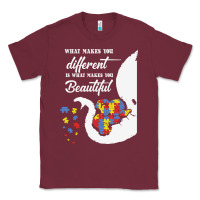 Burgundy Autism Different Makes You Beautiful Classic Tee - CowhideDigitalArt