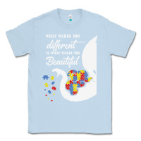 Dusty Blue Autism Different Makes You Beautiful Classic Tee - CowhideDigitalArt