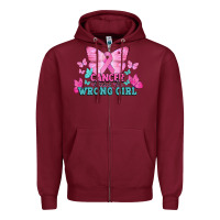 Burgundy cancer picked the wrong girl Zipper Hoodie - NancyCooperArtShop