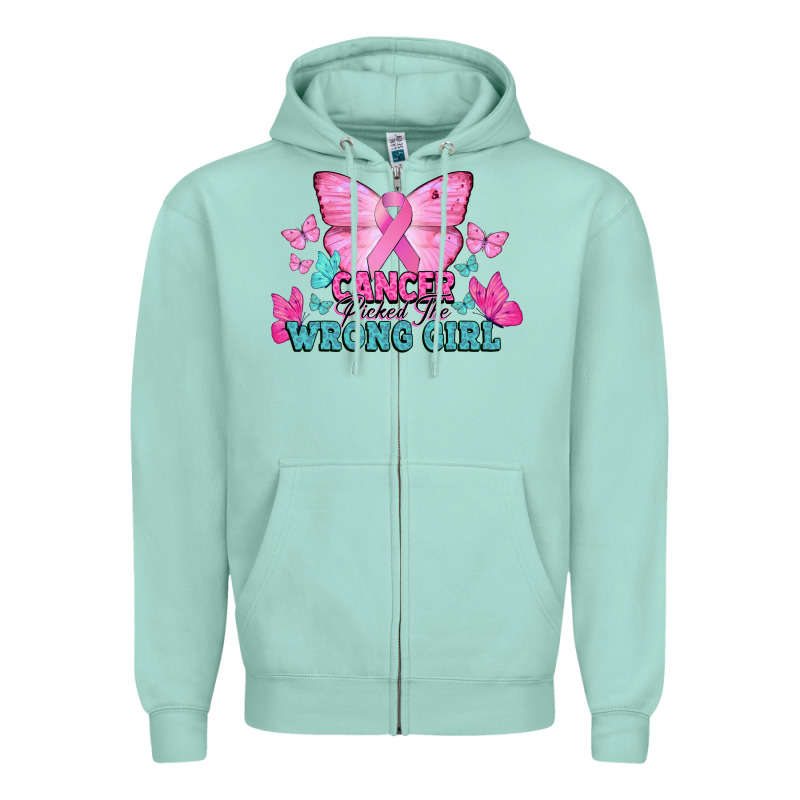 Cancer Picked The Wrong Girl Zipper Hoodie by NancyCooperArtShop | Teevron