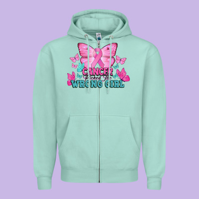 Cancer Picked The Wrong Girl Zipper Hoodie Designed By Nancycooperartshop