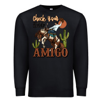 Black check your ego amigo rodeo cowboy Premium Sweatshirt - MaliasSmallBusiness