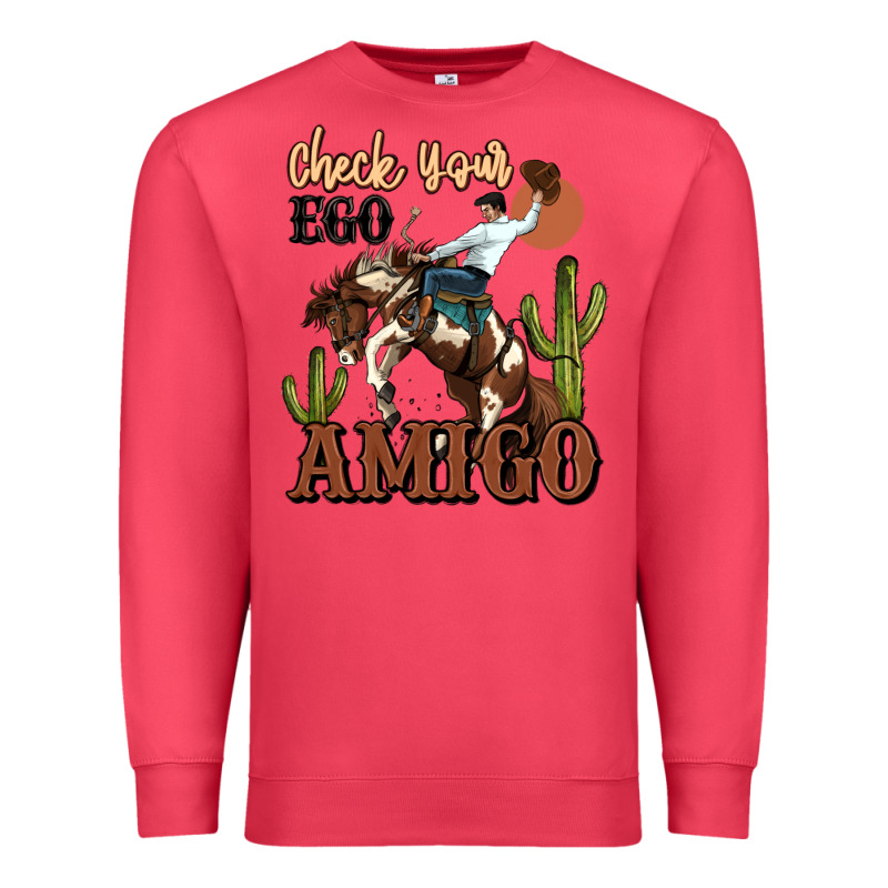Check Your Ego Amigo Rodeo Cowboy Premium Sweatshirt by MaliasSmallBusiness | Teevron
