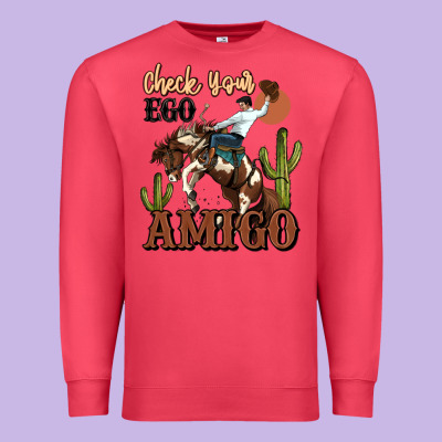 Check Your Ego Amigo Rodeo Cowboy Premium Sweatshirt Designed By Maliassmallbusiness