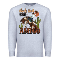 Heather Grey check your ego amigo rodeo cowboy Premium Sweatshirt - MaliasSmallBusiness