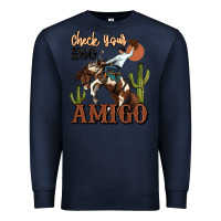 Navy check your ego amigo rodeo cowboy Premium Sweatshirt - MaliasSmallBusiness