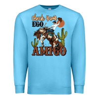 Ocean Blue check your ego amigo rodeo cowboy Premium Sweatshirt - MaliasSmallBusiness